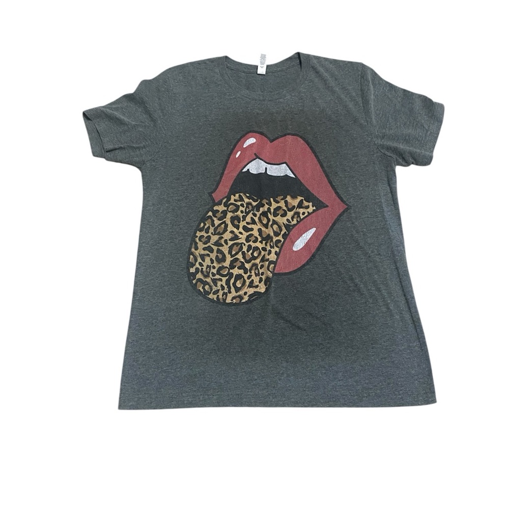 Rolling Stones Graphic Mouth w/ Leopard Tongue Grey Size Medium